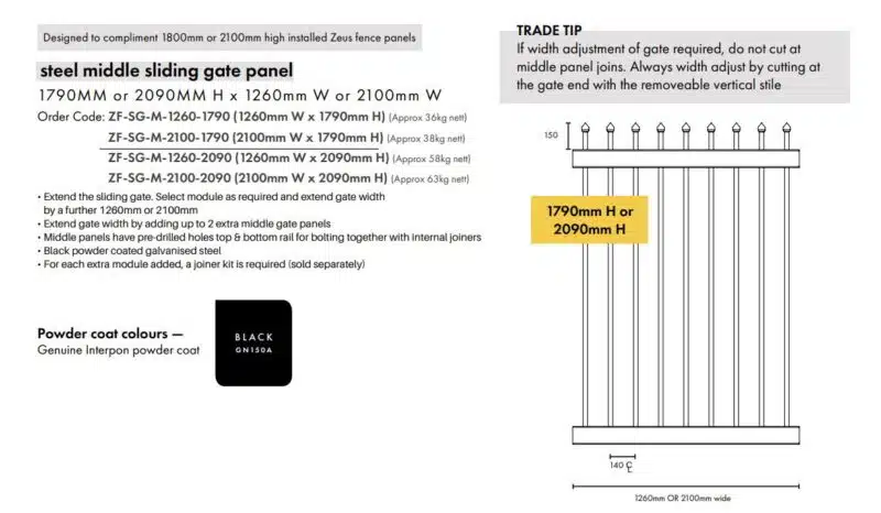 Sliding Gate - Mid Extension 2100W x 2090H - Image 2