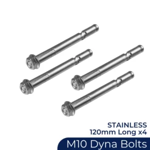 4x M10 x 120mm - Stainless Steel Dynabolts