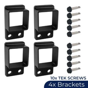 4x STD Security Fence Brackets + 10x Black Tek Screws