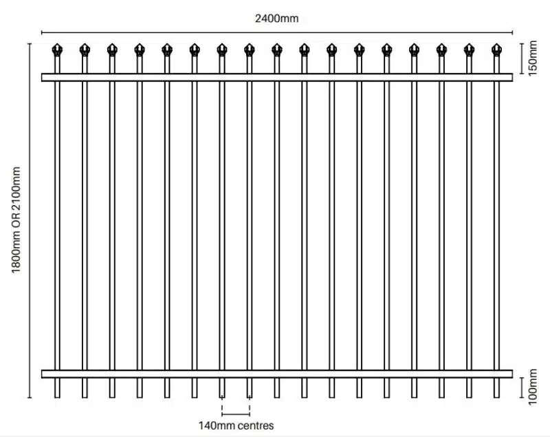 Security Fencing - Panel 1800H x 2400W - Steel Spare Top Fence Black - Image 2