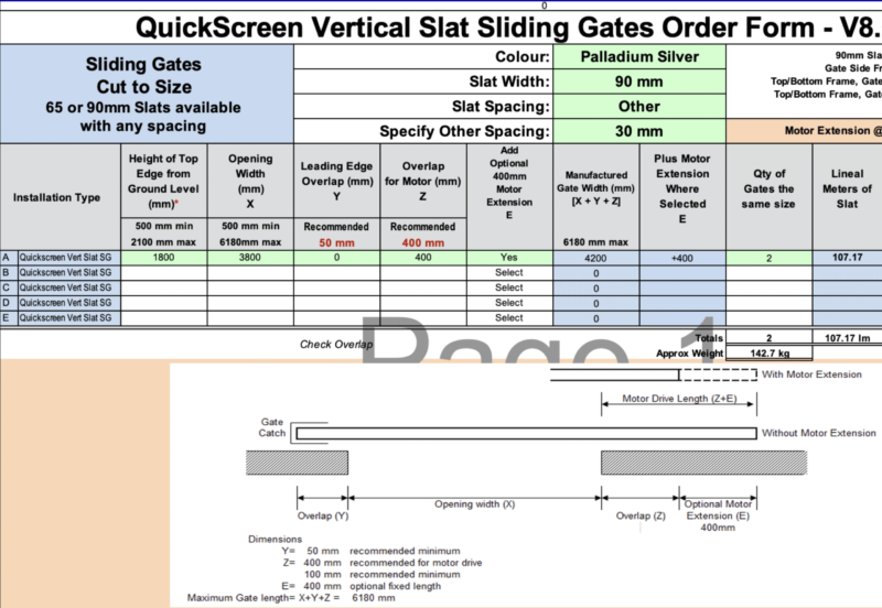 Dual Vertical Sliding Gate - 1800mmH x 7600mmW - Wayne - Image 3