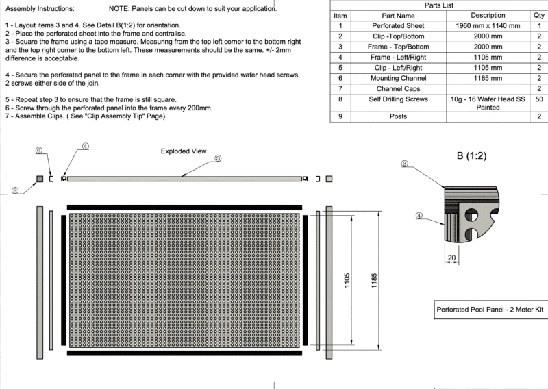 PERF Fence Panel DIY KIT - 2000W x 1185H - W - Image 4