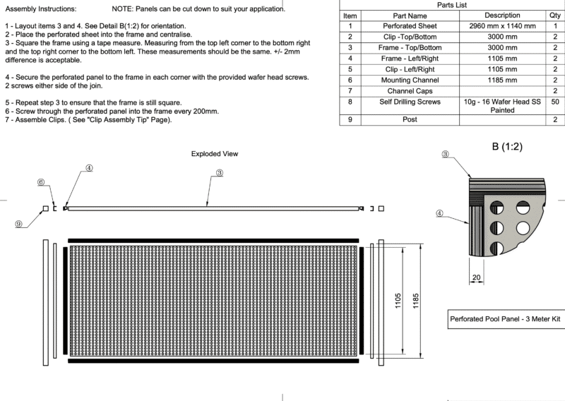 PERF Fence Panel DIY KIT - 3000W x 1185H - B - Image 5